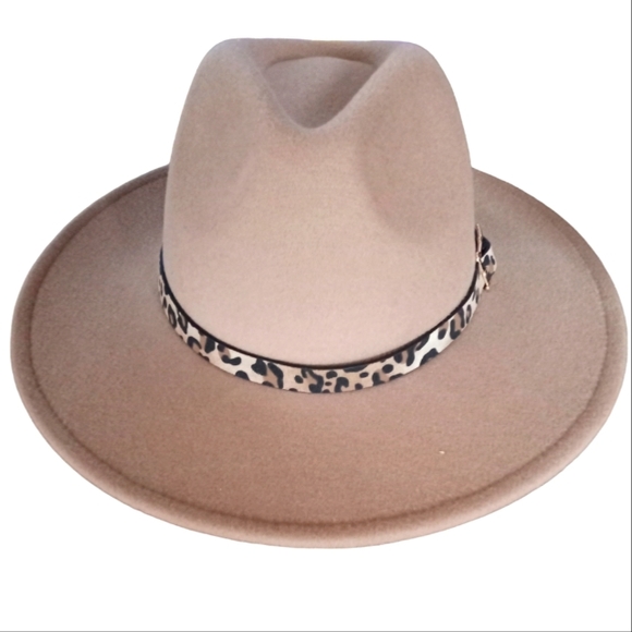 Cato Accessories - Cato Women's Camel Color Leopard Band Trim Trendy Fedora Hat